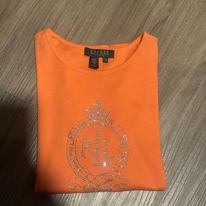 Lauren by Ralph Lauren Coral Sequined Shirt, Petite Medium